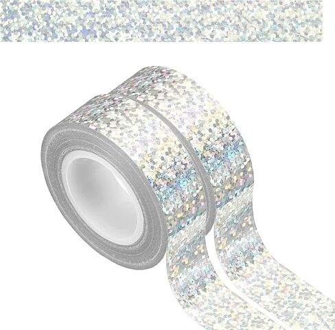 PATIKIL 2Roll Prism Tape, Decorative Tape for Crafts, Silver in Saudi Arabia