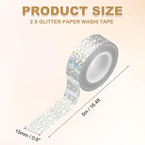 PATIKIL 2Roll Prism Tape, Decorative Tape for Crafts, Silver in Saudi Arabia