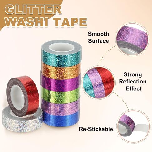 PATIKIL 2Roll Prism Tape, Decorative Tape for Crafts, Silver in Saudi Arabia
