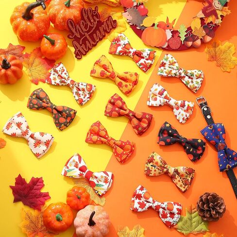 16 PCS عيد الشكر السقوط أليف التعادل المرفق طوق ، ورقة القيقب اليقطين تركيا الكلب القوس العلاقات الكلب مرفق الياقات ليوم عيد الشكر الخريف الخريف (ورقة القيقب) in Saudi Arabia