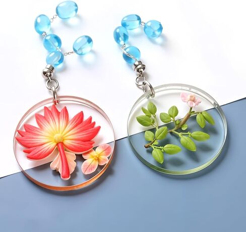16Cavity 2'' Shiny Flat Circle Silicone Mold with Hole, Resin Circle Molds, Pendant/Earrings/Round Keychain Mold, Resin Keychain for Pet Tag Molds in Saudi Arabia