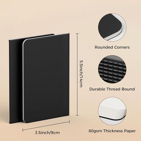 Blank Pocket Notebooks, 20 Pack Small Notebook Bulk, 3.5x5.5 inch, A6 Size Thick 80GSM Unlined Paper, Black Cover Mini Journal for Men, Women, Journaling & Business Notes in Kuwait