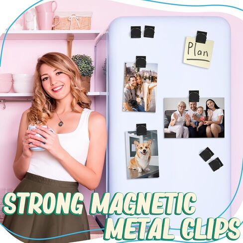 Vndueey Strong Fridge Magnet Brugherator Magnets ، 8 PCS مقاطع مغناطيسية سوداء ، مغناطيس للبيضاء ، مغناطيس مقطع معدني لعرض صور الخزانة ، مقاطع مغناطيس شديدة التحمل. in Kuwait