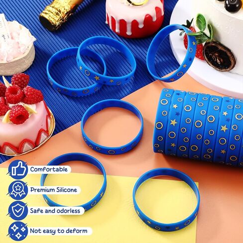 Chunful 24pcs Cartoon Cookie Birthday Party Decorations Bracelets Cookie Silicone Wristband Cartoon Supplies Gift for Birthday Party Favors in Saudi Arabia
