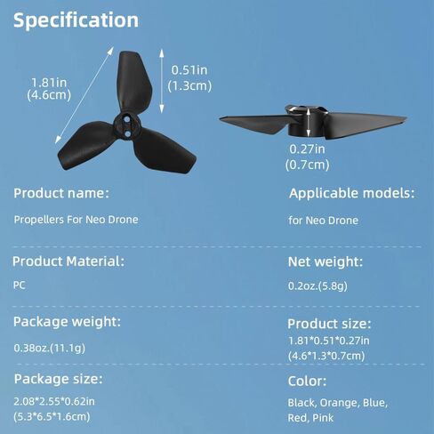 Sea Jump 8pcs Propeller مناسبة لـ DJI Neo Drone Accessories Handheld Quadcopter Drone 2016s Propeller Blades (Orange) in Saudi Arabia