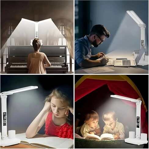 2025 Small Cute LED Desk Lamp for Home Office Essentials, Multifunctional Portable Table Lamp with Touch Sensor, Eye-Care Architect Light/3-Levels Brightness USB Lamps/Night Light(White) in Saudi Arabia