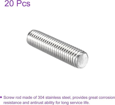 DMiotech 20 حزمة M3 × 40 مم قضيب ملولب بالكامل 304 من الفولاذ المقاوم للصدأ خيوط اليد اليمنى قضيب شريط ترصيع المشابك ومسامير U in Kuwait