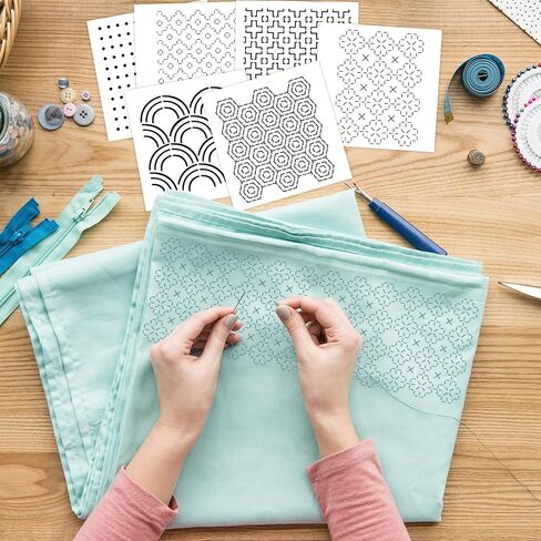 33PCS طقم قالب ساشيكو البلاستيكي 4.7 × 4.7 بوصة قالب نمط ساشيكو لترسم أنماط التطريز اليدوية وتصميم النسيج الإبداع DIY التطريز اليدوي in Saudi Arabia