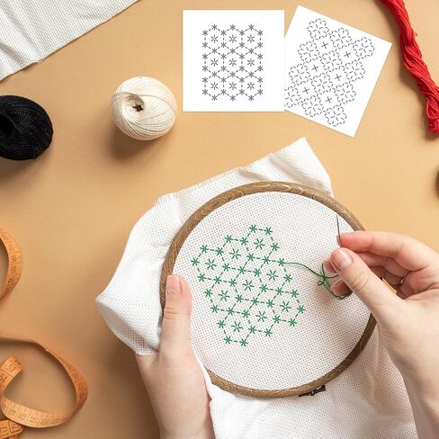 33PCS طقم قالب ساشيكو البلاستيكي 4.7 × 4.7 بوصة قالب نمط ساشيكو لترسم أنماط التطريز اليدوية وتصميم النسيج الإبداع DIY التطريز اليدوي in Saudi Arabia