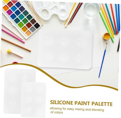 Gadpiparty 2pcs لوحة صينية الطلاء السيليكون لطلاء الزيت المائي وصياغة صواني خلط خفيفة الوزن سهلة التنظيف لمشاريع فنية DIY ولوحة الوجه in Kuwait