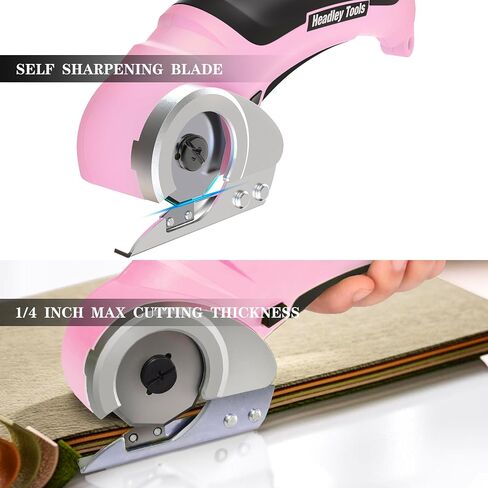 أدوات Headley Cordless Cortter Cutter 4.2v ، قاطع صندوق صغير كهربائي ، مقص كهربائي قابل لإعادة الشحن ، قاطع السجاد مع شفرة بديلة وقفل أمان للحزم/الجلود/البلاستيك ، وردي in Kuwait