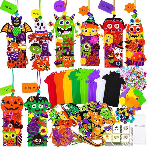 Winlyn 24 Sets Halloween Craft Kits Fall Crafts Candy Corn Bat Whost Witches Workmark Workment rolkents مجموعات فنية الرغوة الفنون والحرف اليدوية للدرس. in Saudi Arabia