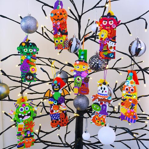 Winlyn 24 Sets Halloween Craft Kits Fall Crafts Candy Corn Bat Whost Witches Workmark Workment rolkents مجموعات فنية الرغوة الفنون والحرف اليدوية للدرس. in Saudi Arabia