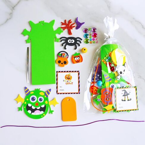 Winlyn 24 Sets Halloween Craft Kits Fall Crafts Candy Corn Bat Whost Witches Workmark Workment rolkents مجموعات فنية الرغوة الفنون والحرف اليدوية للدرس. in Saudi Arabia