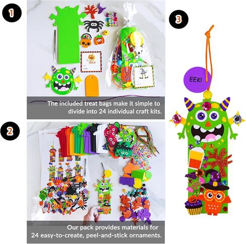 Winlyn 24 Sets Halloween Craft Kits Fall Crafts Candy Corn Bat Whost Witches Workmark Workment rolkents مجموعات فنية الرغوة الفنون والحرف اليدوية للدرس. in Saudi Arabia