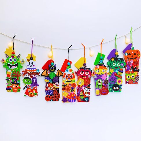 Winlyn 24 Sets Halloween Craft Kits Fall Crafts Candy Corn Bat Whost Witches Workmark Workment rolkents مجموعات فنية الرغوة الفنون والحرف اليدوية للدرس. in Saudi Arabia