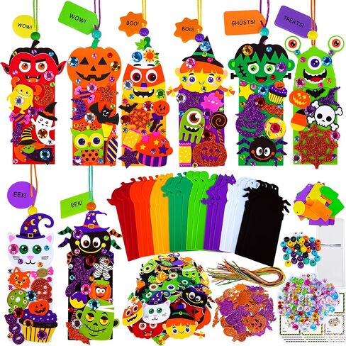 Winlyn 24 Sets Halloween Craft Kits Fall Crafts Diy Monster Spider Jack-O-Lantern Bookmark Orgenment مجموعات فنون الرغوة الفنون والحرف اليدوية للأطفال. in Saudi Arabia