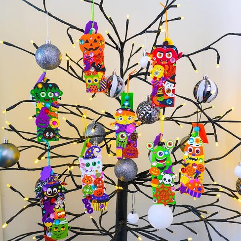 Winlyn 24 Sets Halloween Craft Kits Fall Crafts Diy Monster Spider Jack-O-Lantern Bookmark Orgenment مجموعات فنون الرغوة الفنون والحرف اليدوية للأطفال. in Saudi Arabia