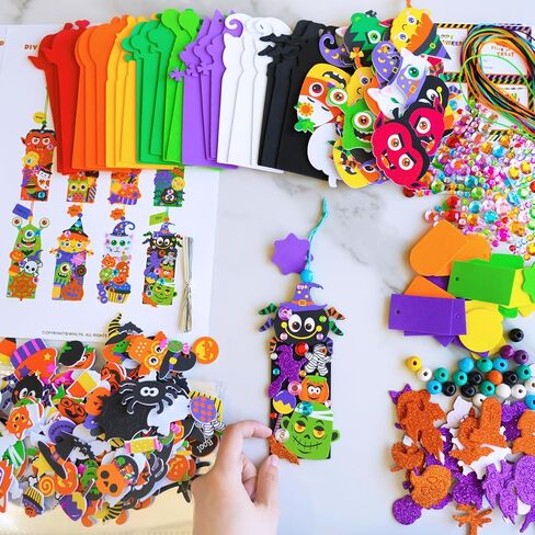 Winlyn 24 Sets Halloween Craft Kits Fall Crafts Diy Monster Spider Jack-O-Lantern Bookmark Orgenment مجموعات فنون الرغوة الفنون والحرف اليدوية للأطفال. in Saudi Arabia