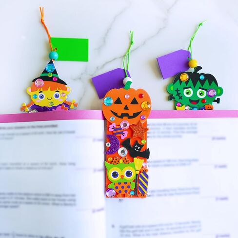 Winlyn 24 Sets Halloween Craft Kits Fall Crafts Diy Monster Spider Jack-O-Lantern Bookmark Orgenment مجموعات فنون الرغوة الفنون والحرف اليدوية للأطفال. in Saudi Arabia