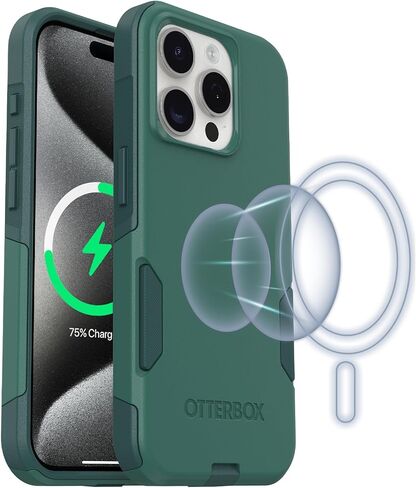 حافظة OtterBox لهاتف iPhone 15 Pro Commuter MagSafe Series - أسود، نحيف وقوي، مناسب للجيب، مع حماية للمنافذ in Kuwait