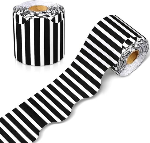 Eaasty 69 ft Bulletin Board Borders Scalloped Border Trim Classroom Decoration for School Chalkboard Bulletin Board Wall Supplies(Black and White) in Saudi Arabia
