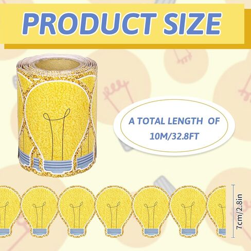 32.8 FT LIGHT LIGHT BULB BULLETIN BORRORD GROOVY TRIM TRIM SELF LOSTSIVE TO SCHOOL BULLETIN PORLOY Roll for Science Math Classroom Office Chalkboard Party Decor in Kuwait