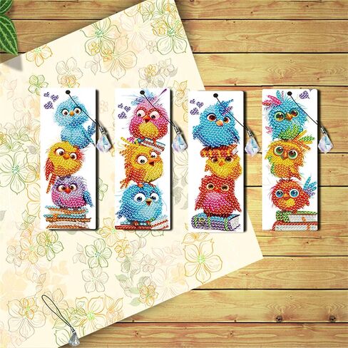 4pcs Bird Diamond Art Bookmarks,Diamond Painting Bookmarks Kits for Adult,DIY Gem Art Small Crafts with Rhinestone Tassel,Paint by Diamonds for Graduation Birthday Reader Gifts. (Bird) in Saudi Arabia