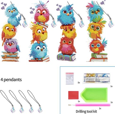 4pcs Bird Diamond Art Bookmarks,Diamond Painting Bookmarks Kits for Adult,DIY Gem Art Small Crafts with Rhinestone Tassel,Paint by Diamonds for Graduation Birthday Reader Gifts. (Bird) in Saudi Arabia