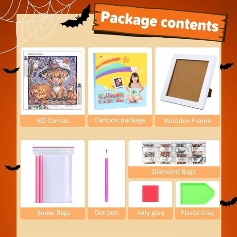 Ajepon Halloween Diamond Art Kits for Kids with Frame ، Cat Diamond Art for Kids Ages من 8 إلى 12 in Kuwait