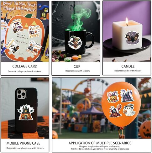 Halloween Sticker Book, 54 Sheets 366 Pcs Journaling Scrapbooking Stickers for Journaling Scrapbooking Bullet Journals Planners Letter Card Making Collage Art Crafts Water Bottle in Kuwait