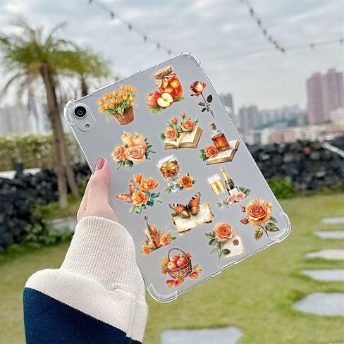 Maple Leaves Stickers 60PCS Realistic Transparent Stickers for Maple Leaves,Colorful Waterproof Sticker for Laptop,Stationery,Luggage,Scrapbooking,Water Bottles,Gifts,Journaling,Planner in Kuwait