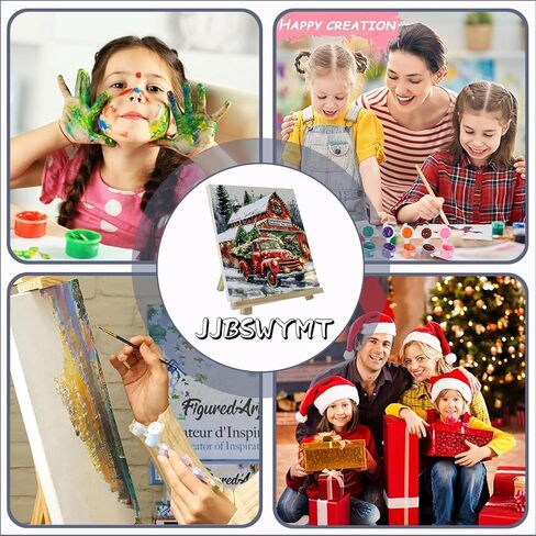 Christmas Paint by Numbers Kit for Adults Beginner , DIY Red Truck Paint By Numbers Kits, Easy Color Acrylic Paint On Canvas Christmas Painting Kits Art,Home Wall Decor 16 x 16 Inch (Without Frame) in Saudi Arabia