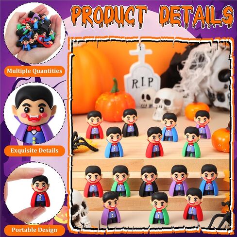 25 Pcs Halloween Mini Vampire Figurines Decorations Vampire Figures Miniatures Bulk for Halloween Ornament Party Favors Birthday Gift Goodie Bag Collectors and Display to Prank Hide and Seek in Saudi Arabia