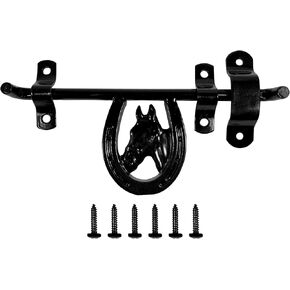 Dutch Ranch Heavy Duty Steel Barn Stall Door Latch, Black, Fits Left or Right Doors, Decorative Horse Stall Hardware, Made in USA in Saudi Arabia