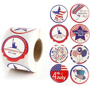 500 Pack 1.5 Inch 4th of July Stickers Roll - Patriotic Decorative Stickers for Independence Day Party, Gifts, and Crafts (C) in Kuwait