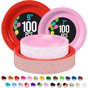 Exquisite Ivory Paper Plates Disposable Heavy Duty 200 Pcs - 100-7" & 100-9" Ivory Disposable Plates For Party Heavy Duty 350 GSM For Birthday Supplies in Kuwait