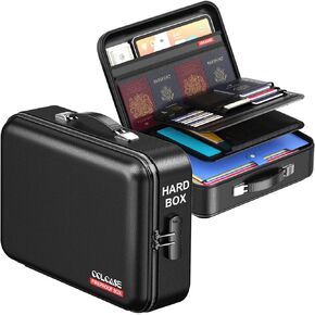 حقيبة مستندات مقاومة للحريق مع قفل ، حقيبة منظم ملفات مقاومة للماء ، 5 طبقات ، تخزين حقيبة مقاومة للحريق لشهادات الكمبيوتر المحمول ، جواز السفر 15 × 11 × 4.7 بوصات (أسود) in Kuwait