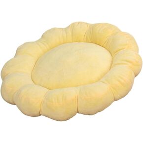 ناعم للحيوانات الأليفة تداخل سرير صغير الكلب سرير خريف شتاء وسادة نوم للحيوانات الأليفة زهرة على شكل قطة مستديرة قطة للقطط القطط الداخلية الجرو ، الأصفر in Kuwait