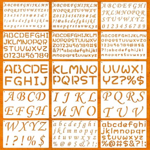 15 Pack Letter Stencils for Painting, Reusable Alphabet Stencils Plastic Letter and Number Stencil Templates Kit for Scrapbook, DIY Crafts, Art Projects (1/2, 3/4, 1, 2 Inch) in Saudi Arabia