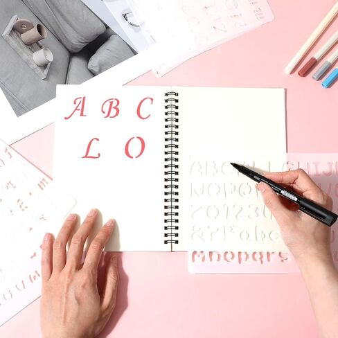 15 Pack Letter Stencils for Painting, Reusable Alphabet Stencils Plastic Letter and Number Stencil Templates Kit for Scrapbook, DIY Crafts, Art Projects (1/2, 3/4, 1, 2 Inch) in Saudi Arabia