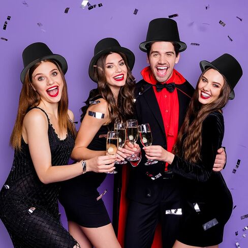 SATINIOR Top Hat 24 Pieces Black Plastic Top Hat for Women Magician Costume for Men Child Kids Birthday Party Supplies in Saudi Arabia