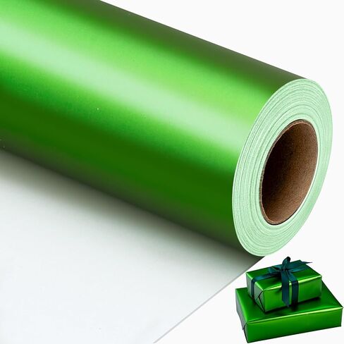 Garbendy Green Wrapping Paper - Solid Color Metallic Sparkle Paper Perfect for Father's Day, Birthday, Wedding, Baby Shower, Party - 17 Inch X 33 Feet in Kuwait