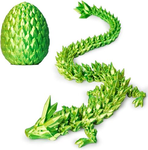 3D Printed Dragon Egg, Dragon Eggs with Dragon Inside, Articulated Crystal Dragon Fidget Toy, Dinosaur Eggs Toy, Fidget Toy for Teen Boy Kid (Green) in Saudi Arabia