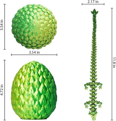 3D Printed Dragon Egg, Dragon Eggs with Dragon Inside, Articulated Crystal Dragon Fidget Toy, Dinosaur Eggs Toy, Fidget Toy for Teen Boy Kid (Green) in Saudi Arabia