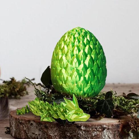 3D Printed Dragon Egg, Dragon Eggs with Dragon Inside, Articulated Crystal Dragon Fidget Toy, Dinosaur Eggs Toy, Fidget Toy for Teen Boy Kid (Green) in Saudi Arabia