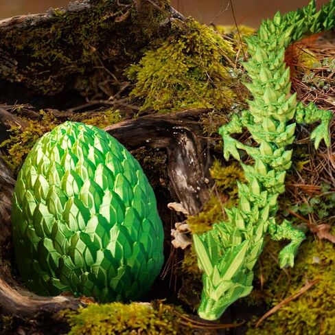 3D Printed Dragon Egg, Dragon Eggs with Dragon Inside, Articulated Crystal Dragon Fidget Toy, Dinosaur Eggs Toy, Fidget Toy for Teen Boy Kid (Green) in Saudi Arabia