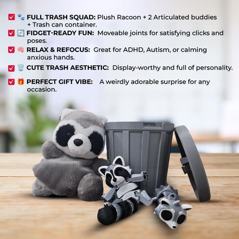 POSSUM PLUSHIE والتماثيل المفصلية حزمة ، حزمة مع الصندوق MINI BIOHAZARD ، هدية حيوانية مضحكة ، هدية مكتب فريدة من نوعها ، ملحقات مكتب لطيف ، ديكور المنزل كاواي ، فكرة عيد ميلاد in Kuwait