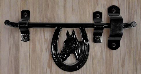 Dutch Ranch Heavy Duty Steel Barn Stall Door Latch, Black, Fits Left or Right Doors, Decorative Horse Stall Hardware, Made in USA in Saudi Arabia