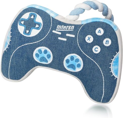 MTERSN Cute Squeaky Dog Toys : Blue Game Controller Plush Dog Toy and Funny Puppy Chew Toys with Full Crinkle Paper - Cool Pet Birthday Toys for Small, Medium and Large Dogs in Kuwait